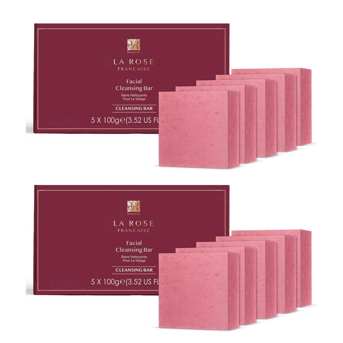 Dr Botanicals La Rose Française Facial Cleansing Bar (Pack of 5) 100g x 5