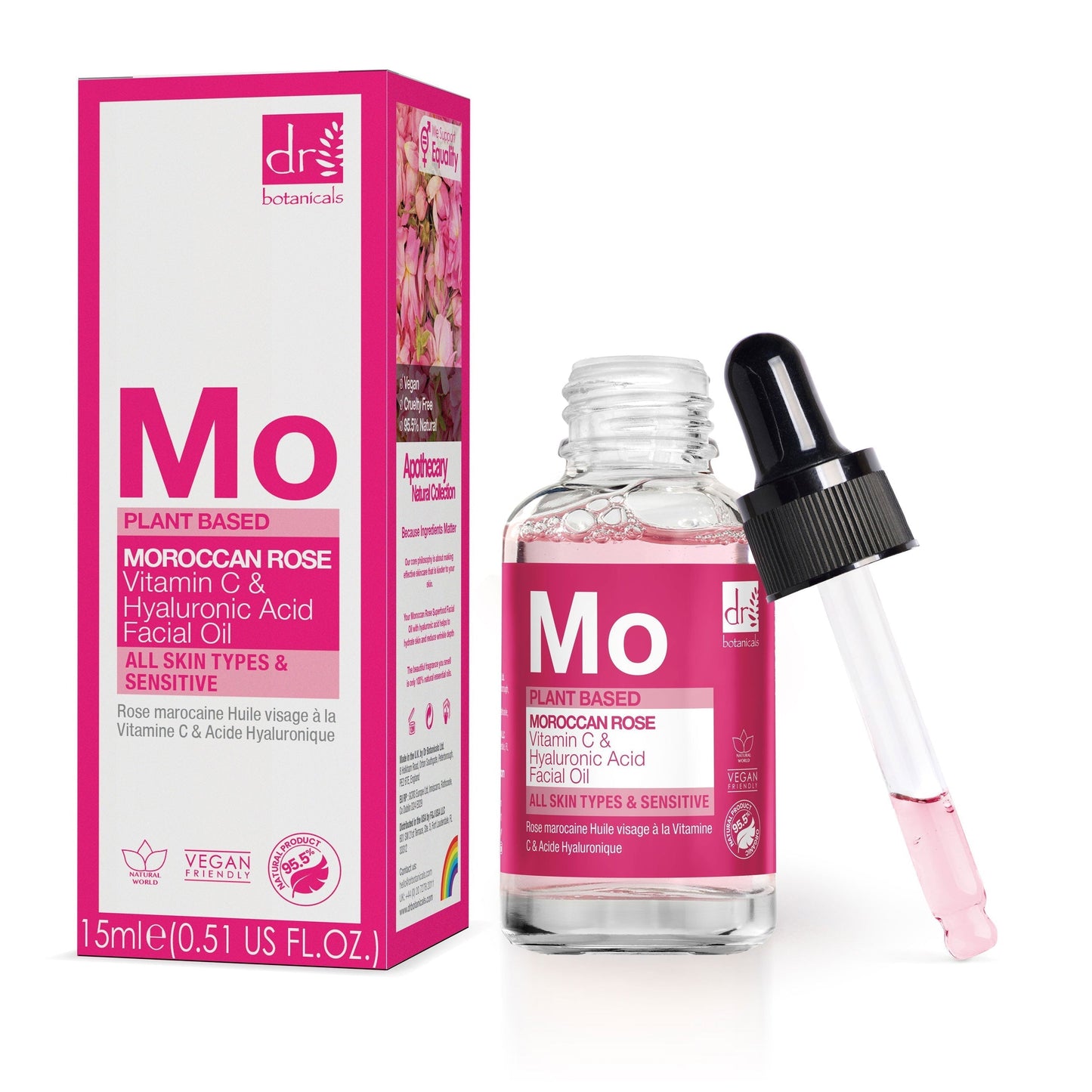 Dr Botanicals Moroccan Rose Facial Oil with Hyaluronic Acid & Vitamin C 15ml
