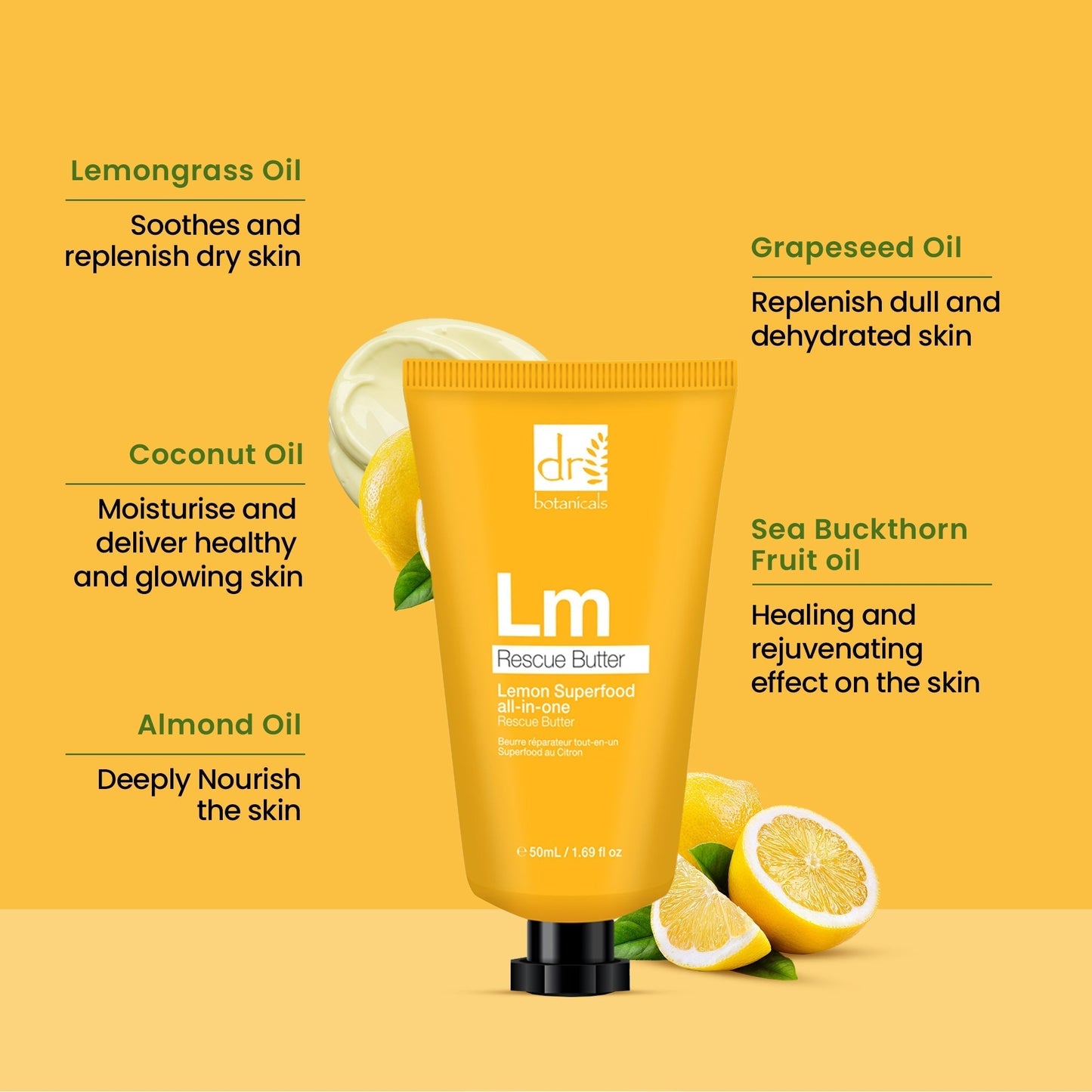 Dr Botanicals Lemon Superfood All-In-One Rescue Butter 50ml